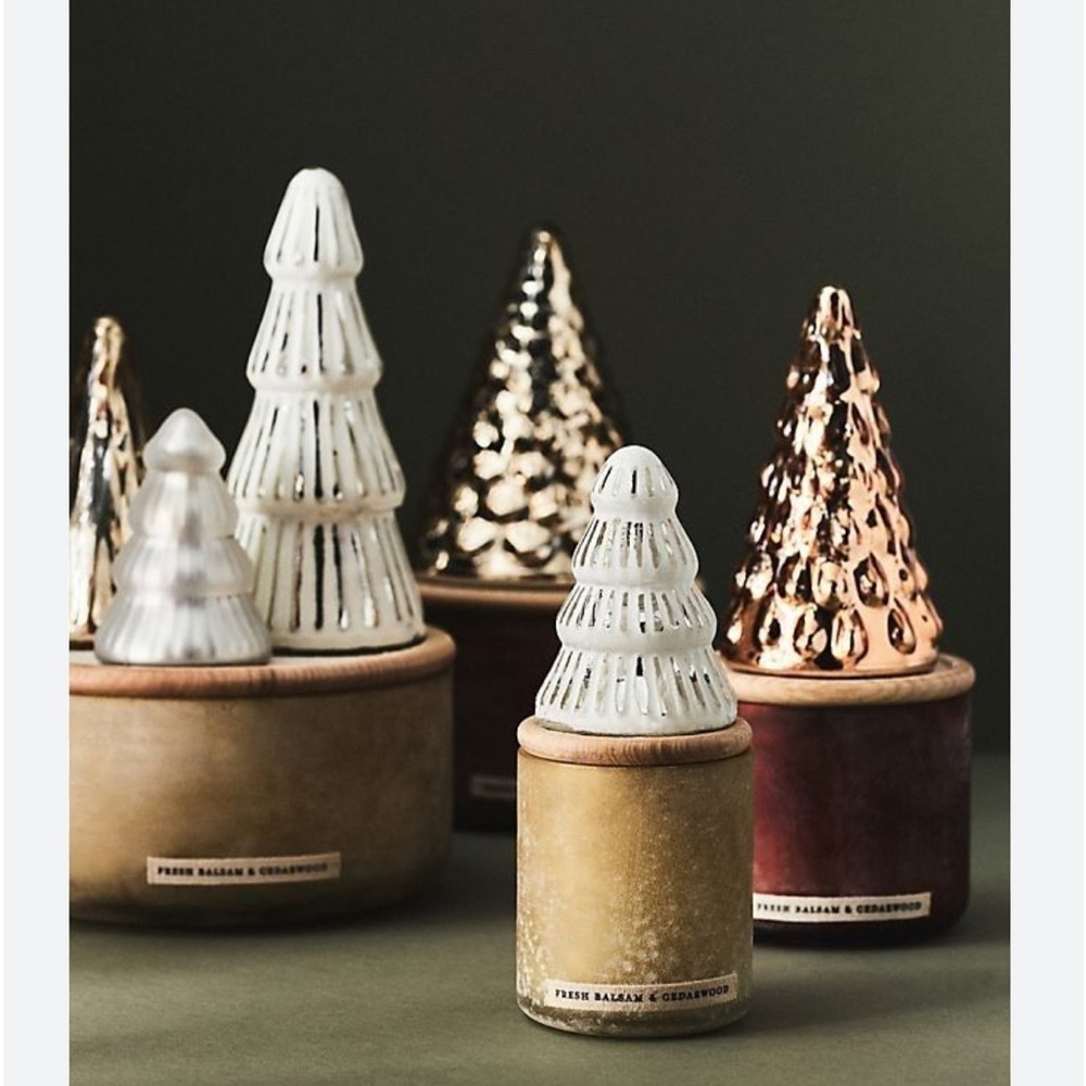 Anthropologie Glass Forest Candle Small NIB